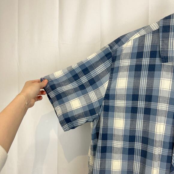 HORNY TOAD & Co XL Weldon Short Sleeve Shirt Plaid Button Up Organic Cotton Blue - Picture 5 of 10